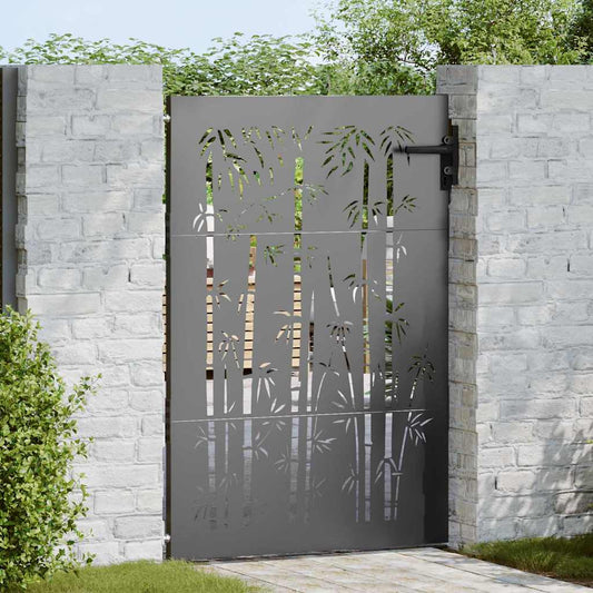 Garden Gate Corten Steel Bamboo Design Black 85 x 125 cm