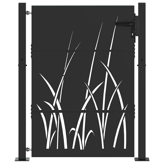 vidaXL Garden Gate 110 x 155 cm Powder-coated steel Black Lockable 2