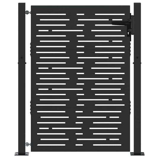 vidaXL Garden Gate with Lock Black 110 x 130 cm Powder-Coated Steel 2