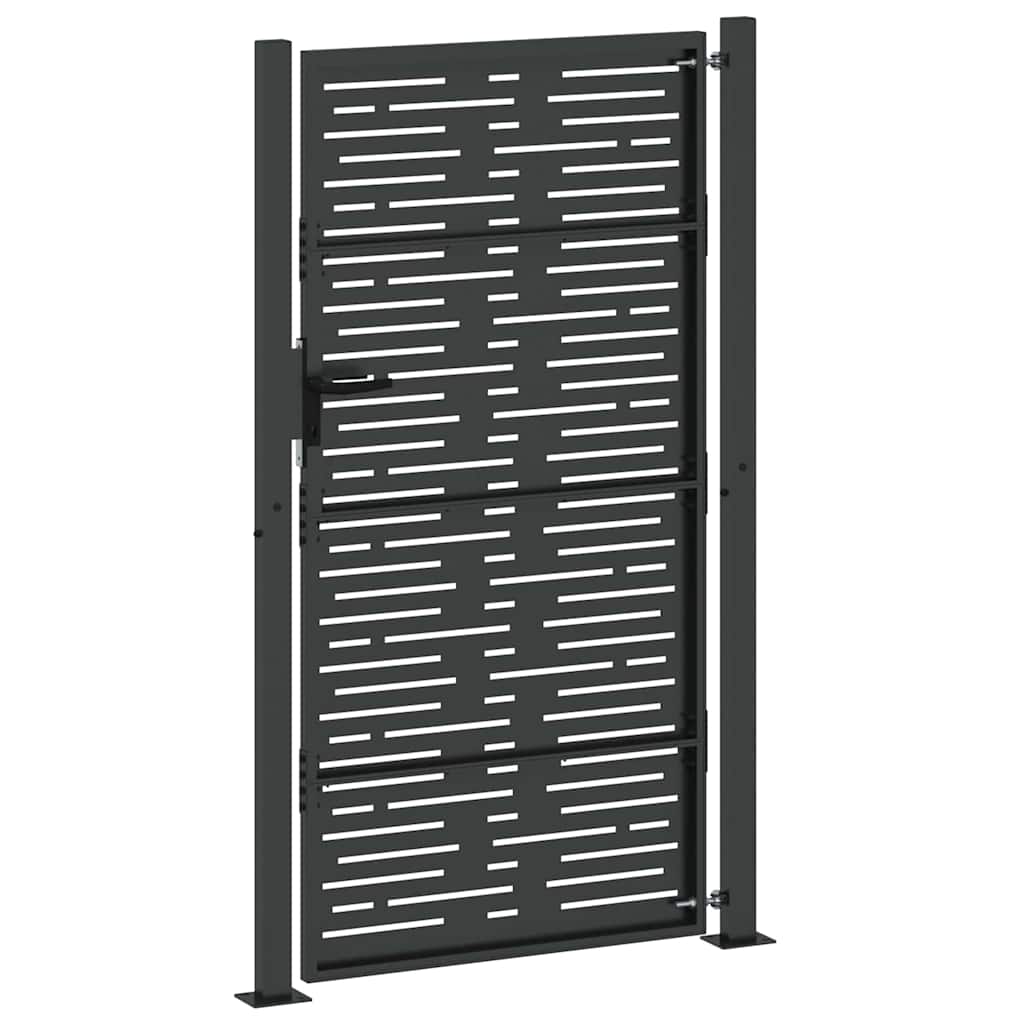vidaXL Garden Gate with Lock Black 110 x 205 cm Powder-Coated Steel 6
