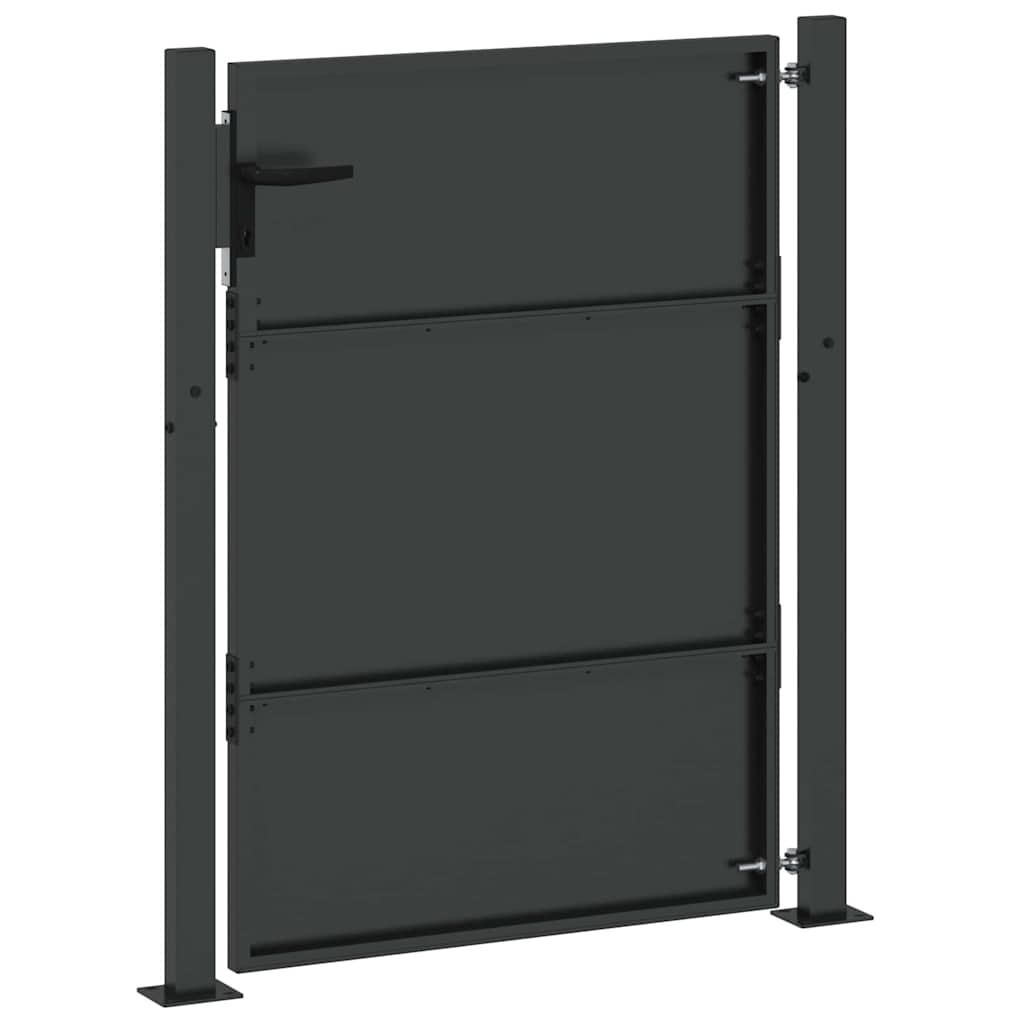 vidaXL Garden Gate with Lock Black 110 x 155 cm Powder-Coated Steel 6