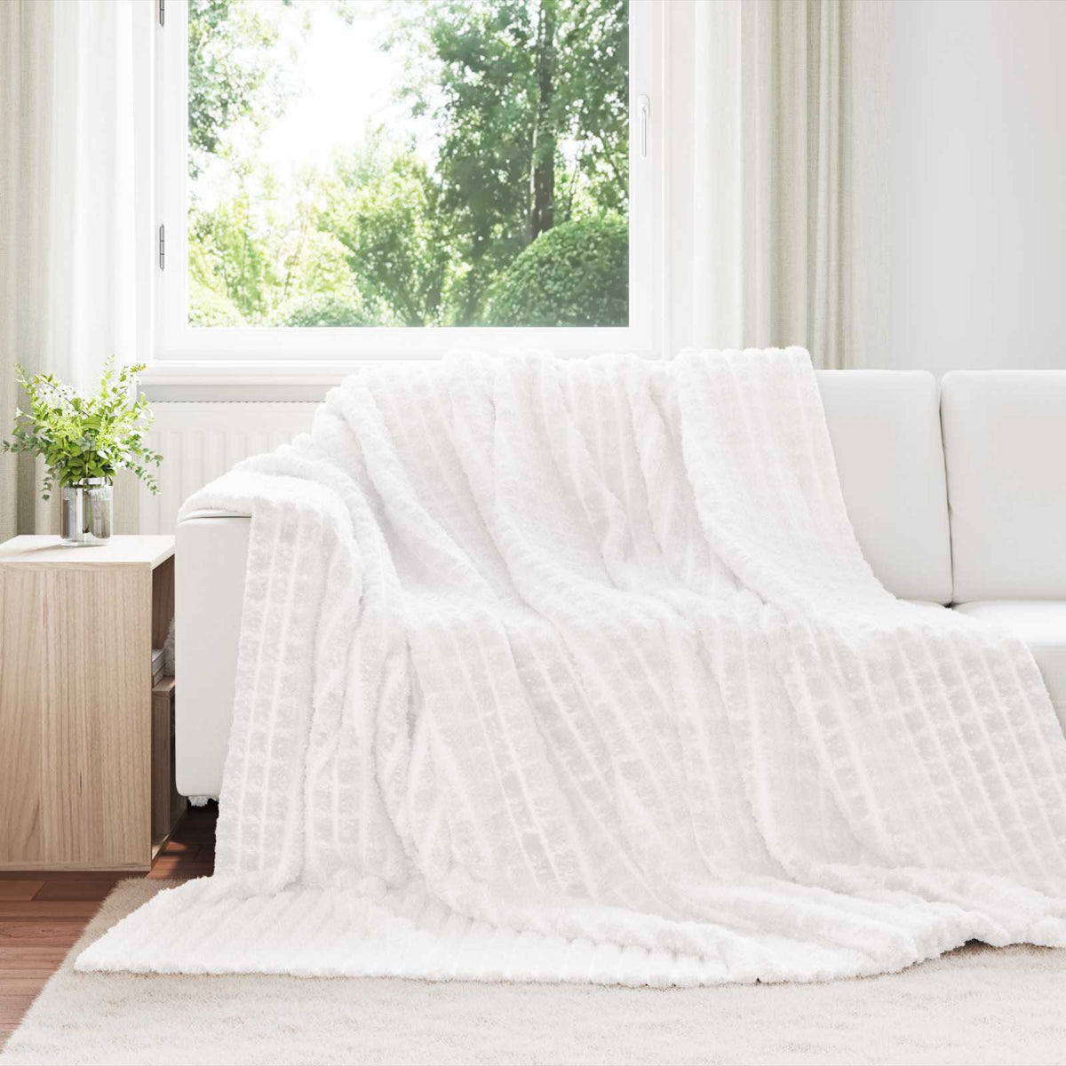Throw Blanket 270 x 240 cm 1.69 kg Fleece White 220 cm