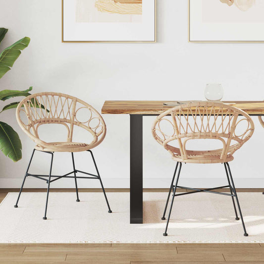 Dining Chair 2 pcs Rattan and Iron 54 x 65 x 82 cm Natural