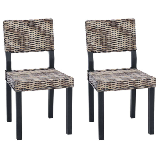 Dining Chair GENDT 2 pcs Kubu Rattan 46 x 55 x 84 cm Black wash