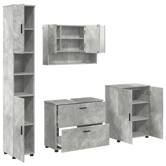 Bathroom Furniture Set 4 pcs Concrete grey