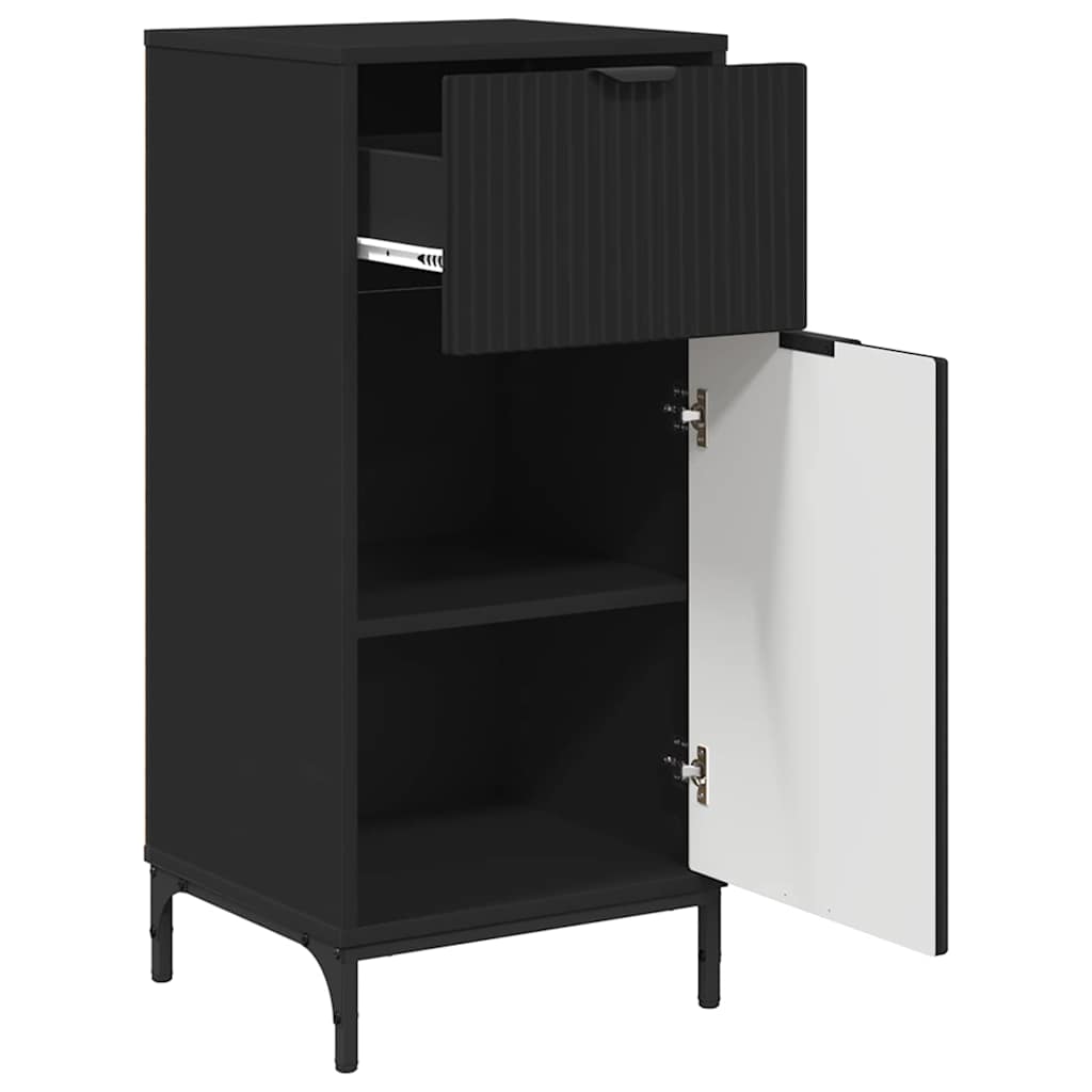 vidaXL Bathroom Furniture Set 3 pcs Black Engineered Wood and Metal 6