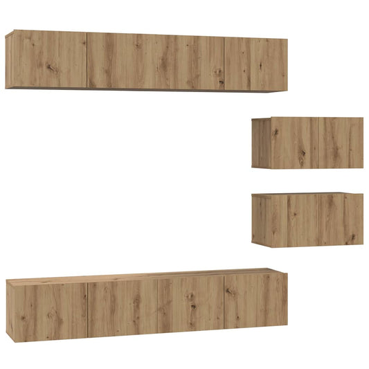 vidaXL TV Cabinet Set 6 pcs Artisan Oak Engineered Wood 2