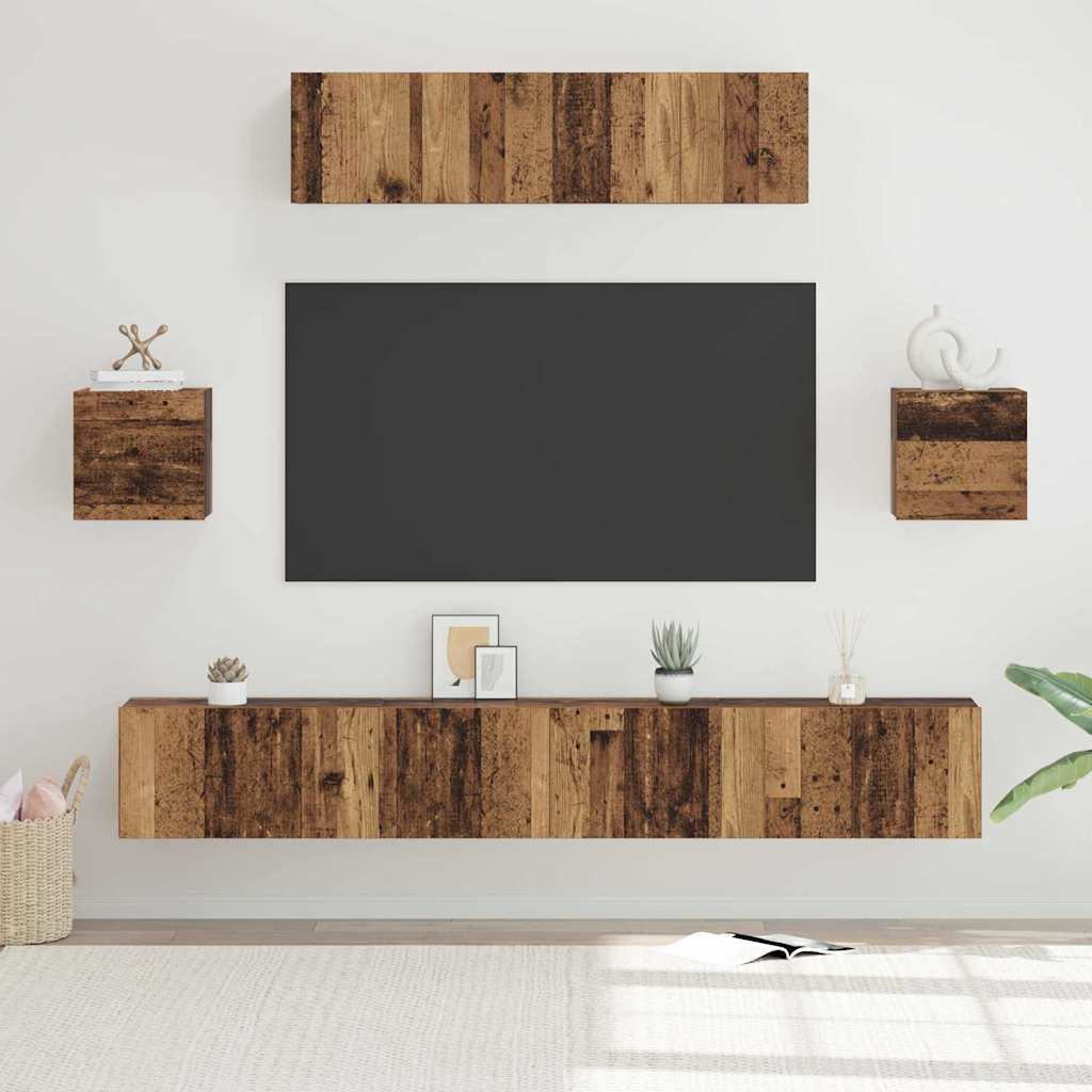 vidaXL TV Cabinet Set Engineered Wood 7 pcs Width 80 cm