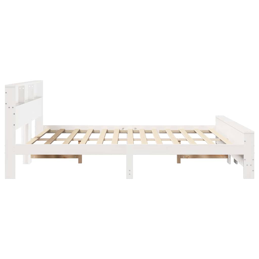 vidaXL Bed Frame with Shelf White 180 x 200 cm Solid Pine Wood 6