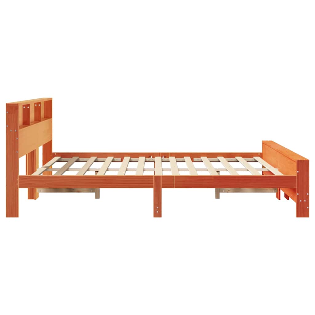 vidaXL Bed Frame with Shelf Wax Brown 180 x 200 cm Solid Pine Wood 6