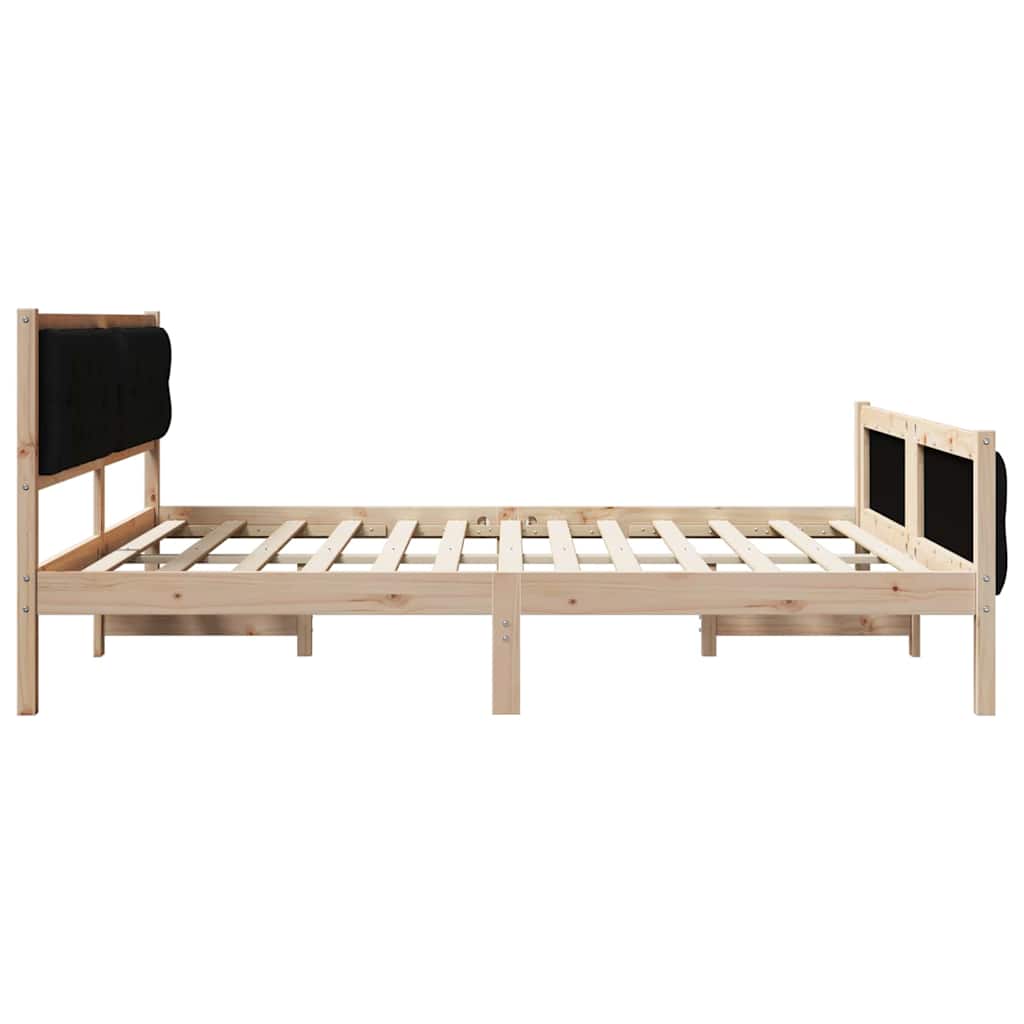 vidaXL Bed Frame with Headboard Black 180 x 200 cm Solid Pine Wood 6