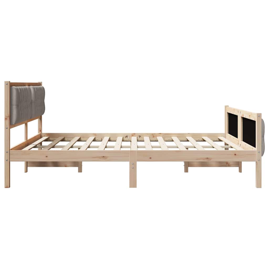 vidaXL Bed Frame with Headboard Taupe 180 x 200 cm Solid Pine Wood 6
