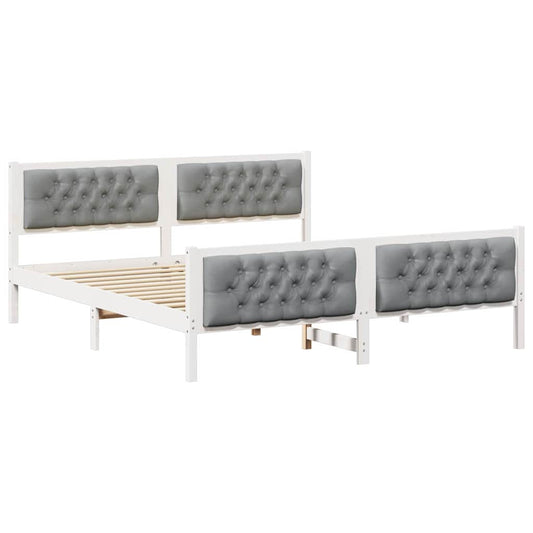 vidaXL Bed Frame Light Grey 180 x 200 cm Solid Pine Wood 2