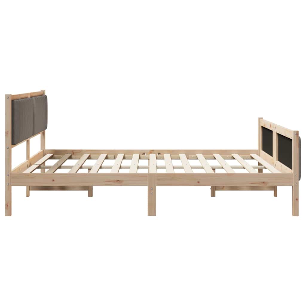 vidaXL Bed frame Brown and taupe 180 x 200 cm Solid pine wood 6