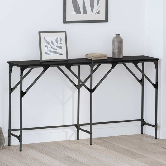 Console Table 180x29x75 cm Engineered Wood Black oak 140 cm