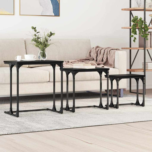Nesting Coffee Tables 3 pcs Engineered Wood Black oak