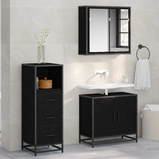 Bathroom Cabinet 35x37,5x100 cm Engineered Wood Black oak