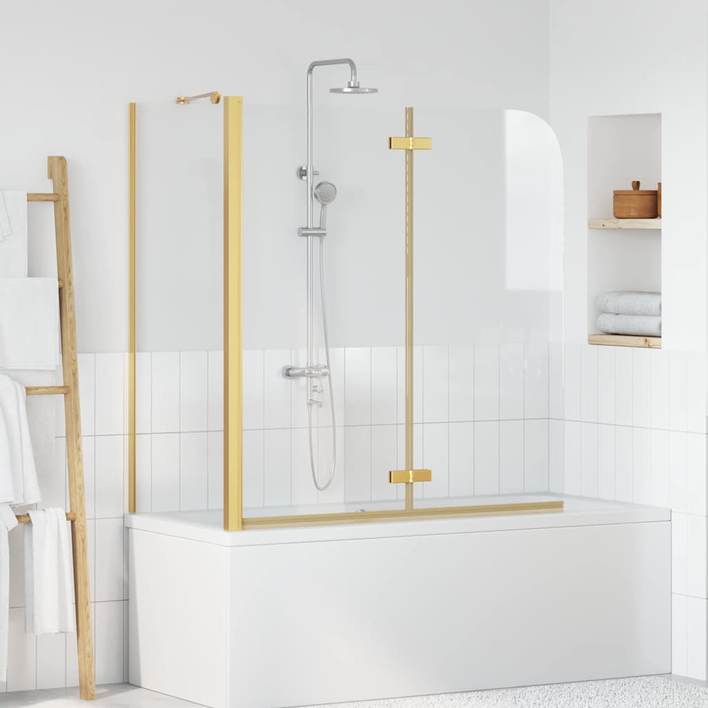 Bath Shower Screen 120 x 68 x 130 cm Gold Transparent