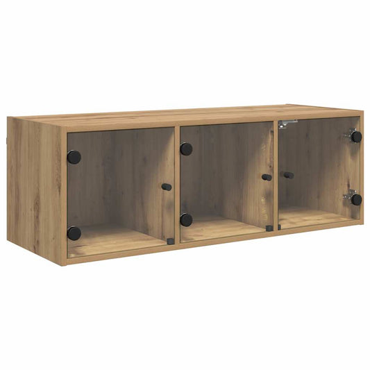 Wall Cabinet with Glass Doors 102x37x35 cm Artisan oak