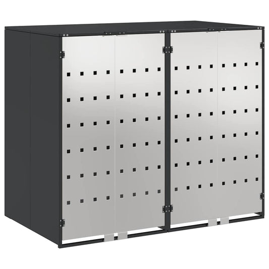 vidaXL Wheelie Bin Storage for 2 Bins Stainless Steel Anthracite 2