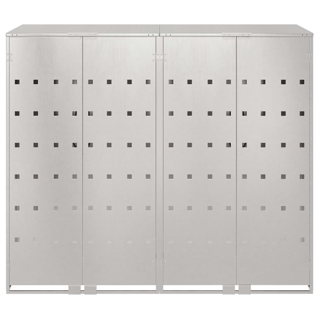 vidaXL Wheelie Bin Storage for 2 Bins Stainless Steel Silver 6