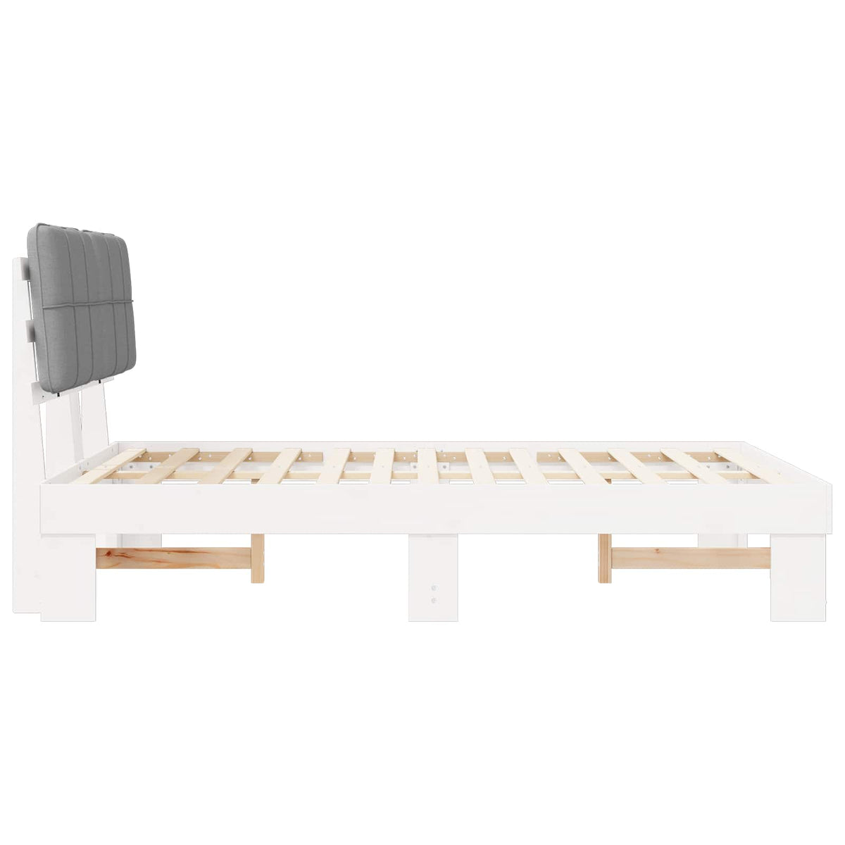 Bed Frame with Upholstered Headboard Length 190 cm White and Light Grey 120 cm