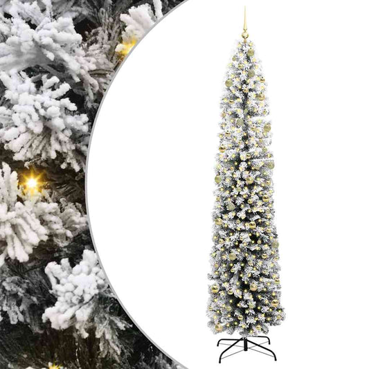 vidaXL Artificial Christmas Tree Green and White 240 cm 2