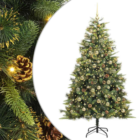 vidaXL Artificial Hinged Christmas Tree with Cones Green 180 cm 2