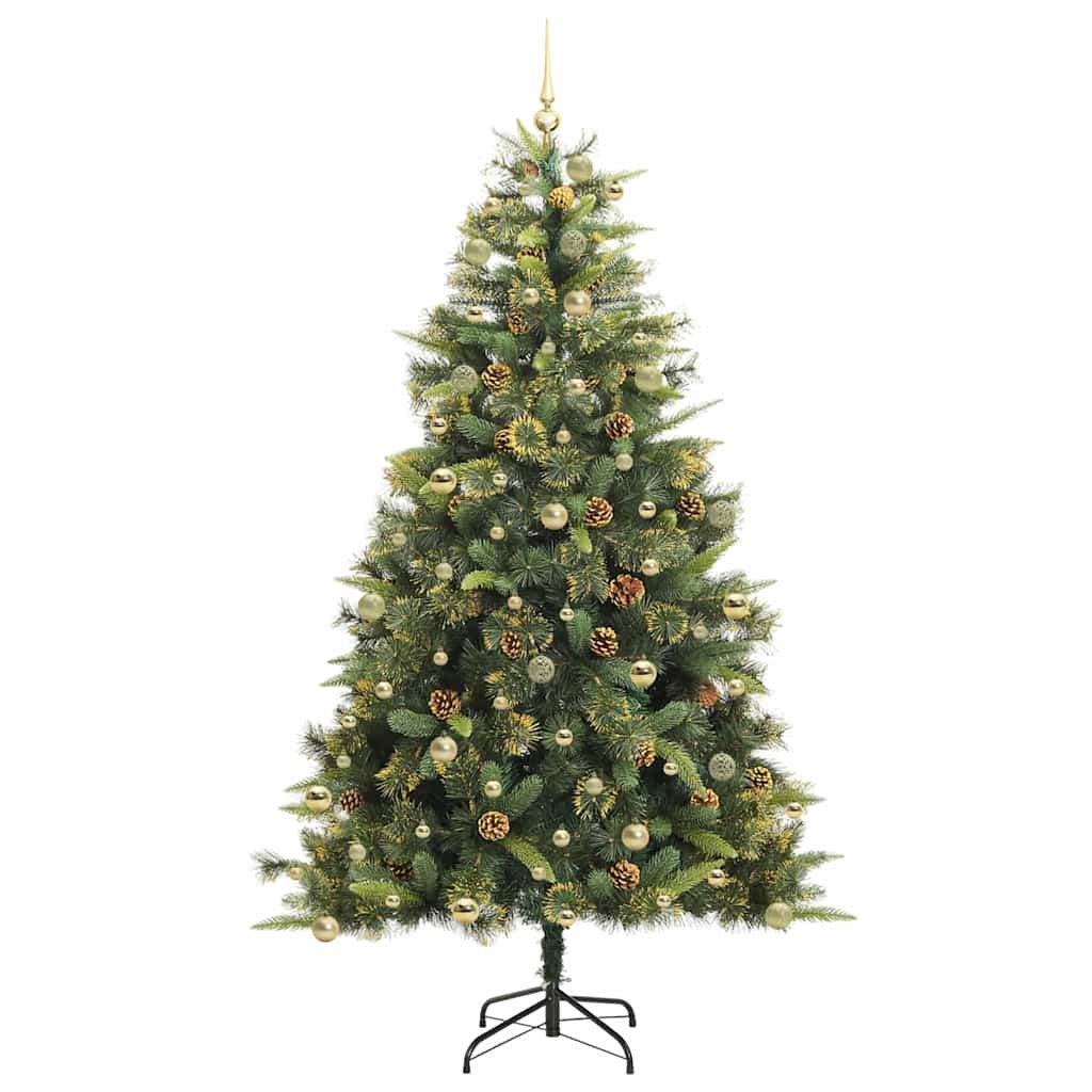 vidaXL Artificial Hinged Christmas Tree with Cones Green 240 cm 4