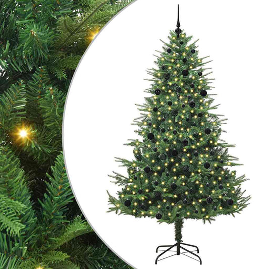 Artificial Pre-lit Christmas Tree with Ball Set 240 cm Green with 300 LEDs &120 black balls