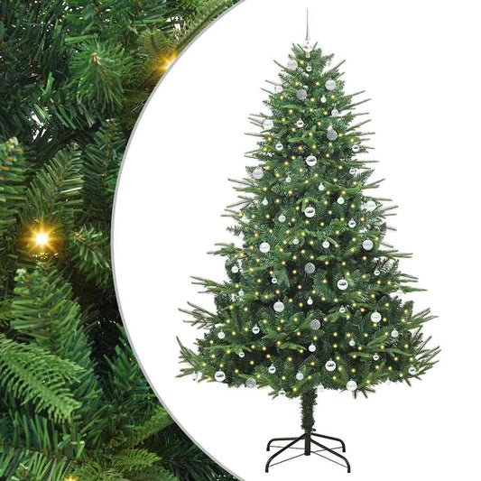 vidaXL Artificial Pre-lit Christmas Tree with Ball Set Green 240 cm 2