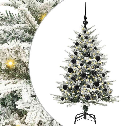 Artificial Pre-lit Christmas Tree with Ball Set Green 120 cm Green and White with 150 LEDs &61 black balls