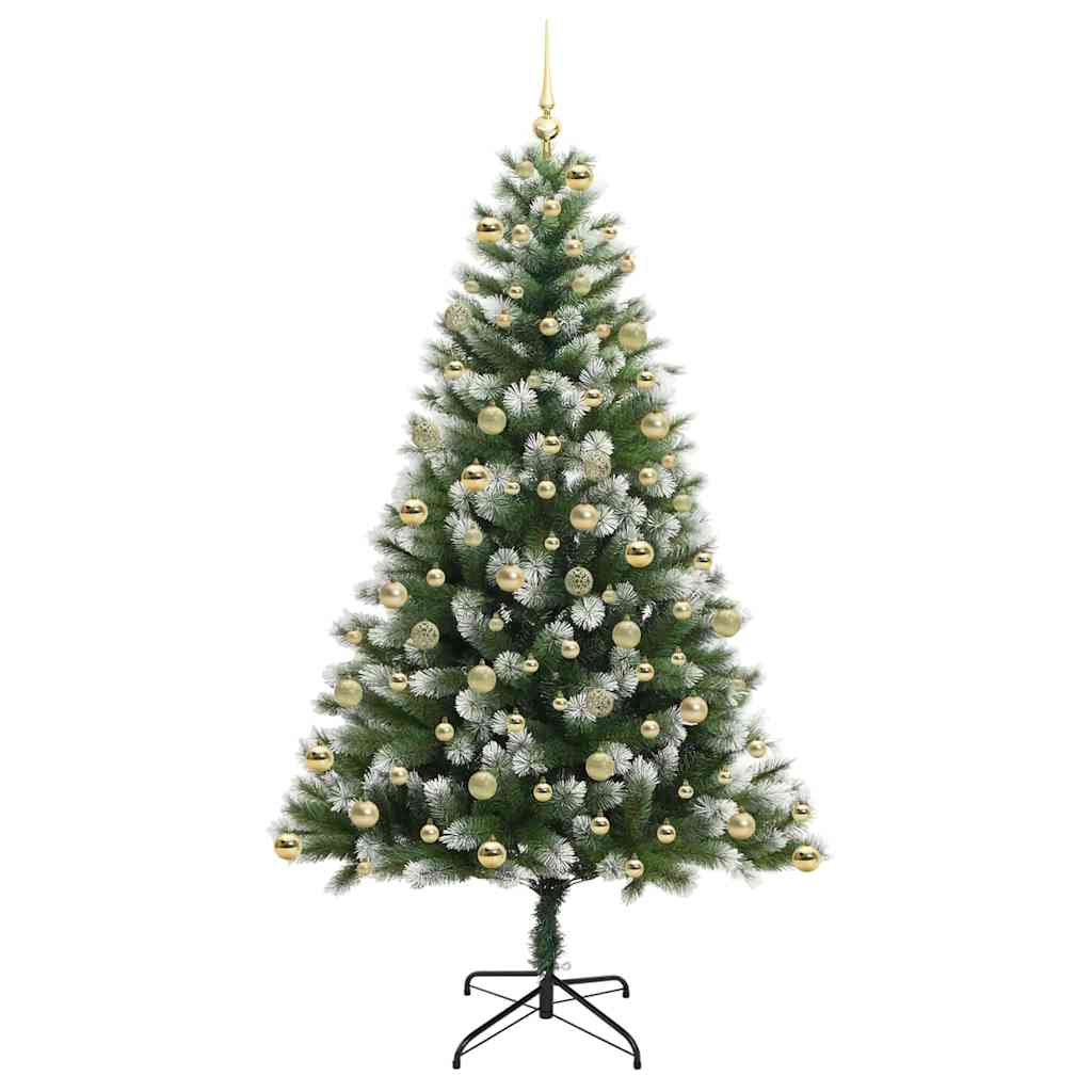 vidaXL Artificial Hinged Christmas Tree with Flocked Snow 300 LEDs 4