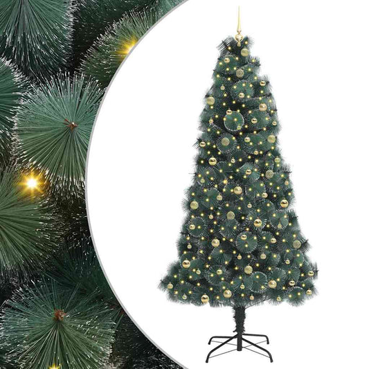 vidaXL Artificial Pre-lit Christmas Tree with Ball Set Green 240 cm 2