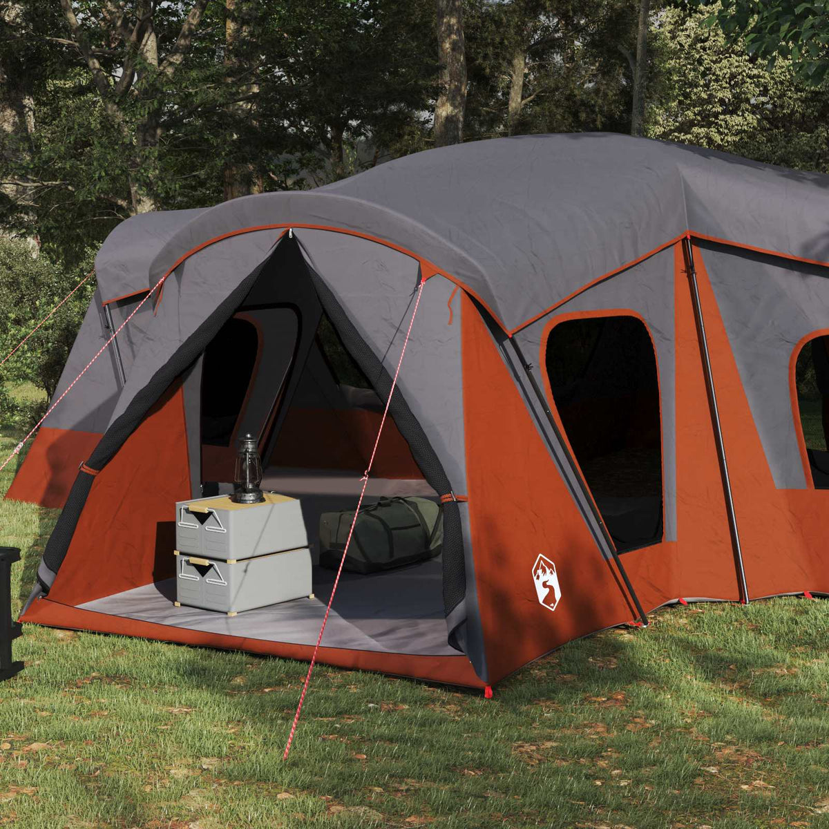 Family Tent 14-Person 185T Polyester with PU Coating Grey and orange