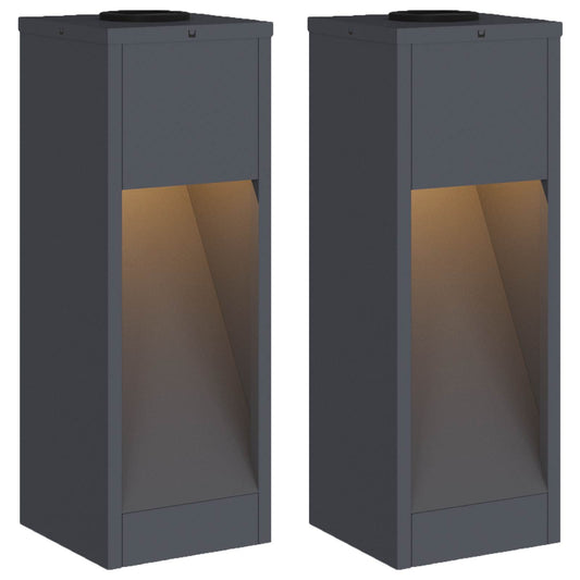 Solar Led Pathway Light 2 pcs Warm White Anthracite 18 x 18 x 50 cm