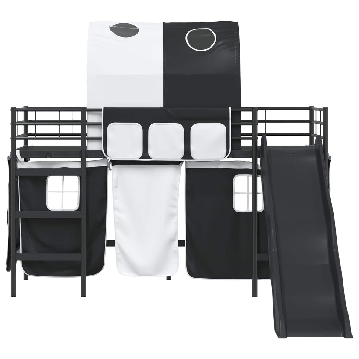 vidaXL Kids'Bunk Bed Frame with Curtains Black 100 x 190 cm Metal 6