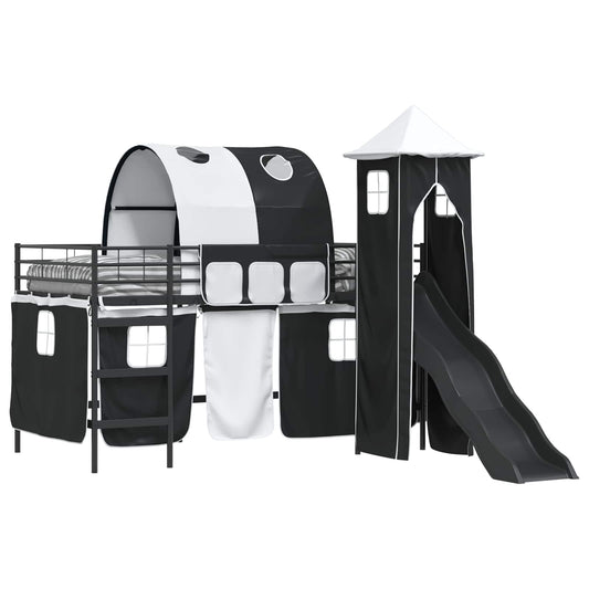 Kids' Bunk Bed Frame 107 x 203 cm Metal Length 203 cm Black