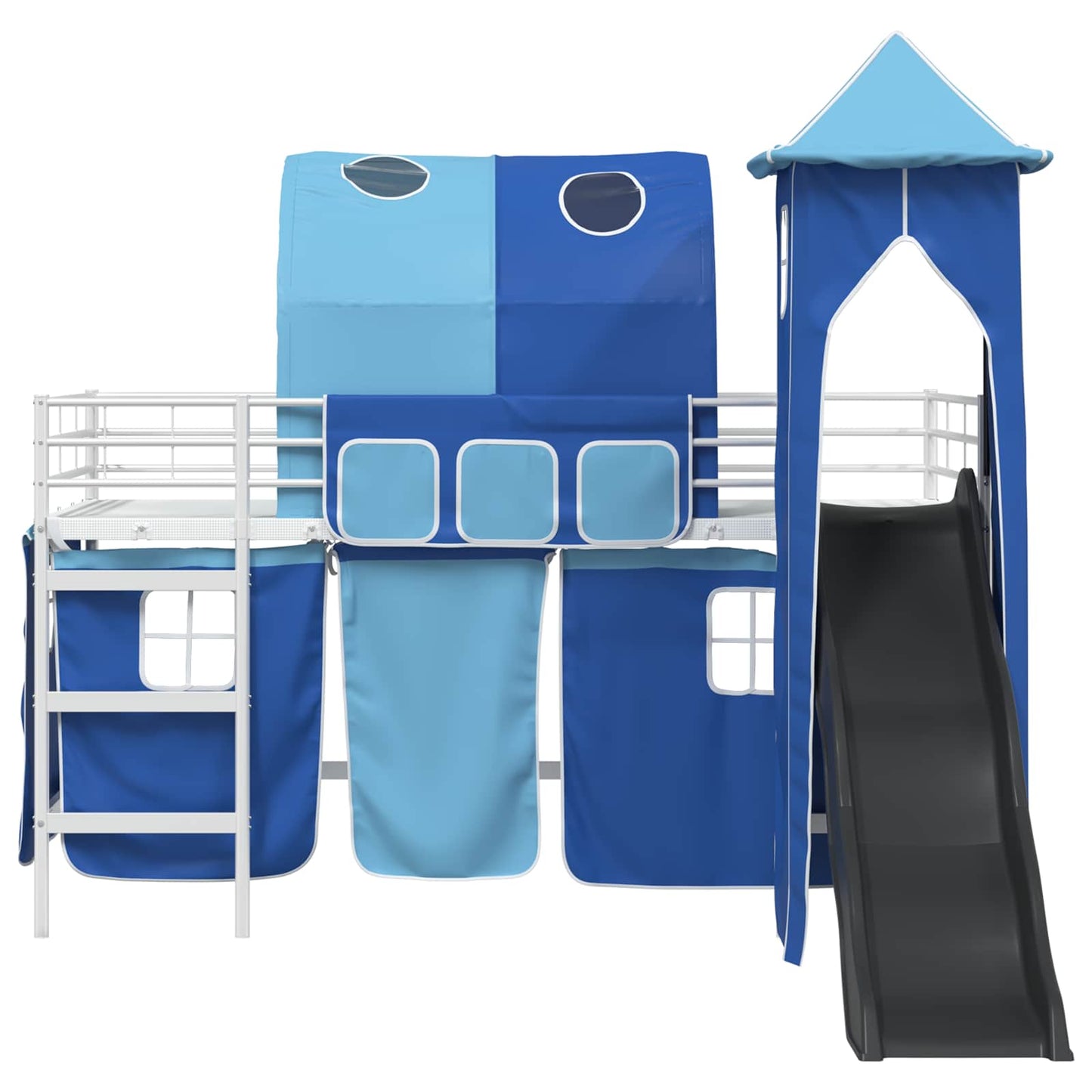vidaXL Kids'Bunk Bed Frame Plain White and Blue 80 x 200 cm Metal 6