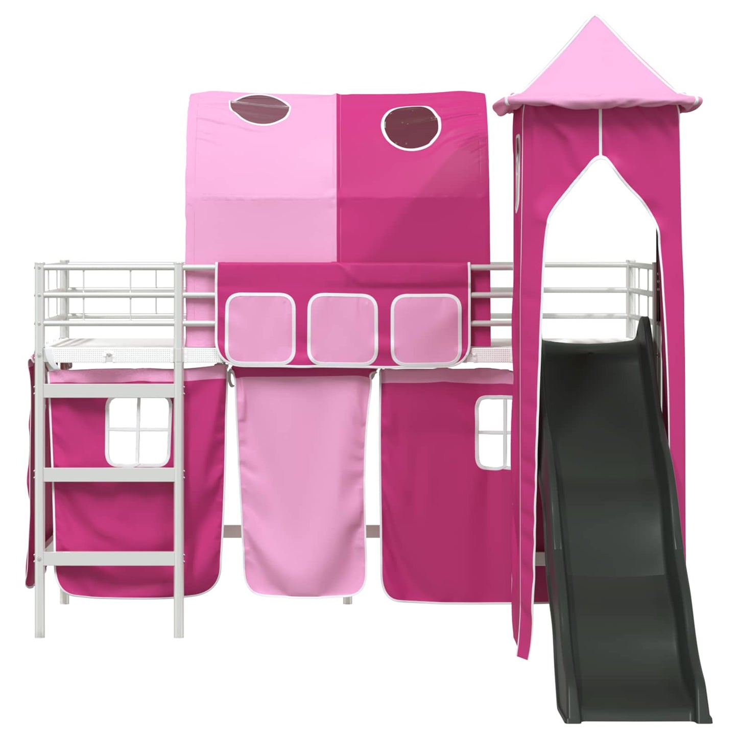 vidaXL Kids'Bunk Bed Frame Plain White and Pink 100 x 190 cm Metal 6
