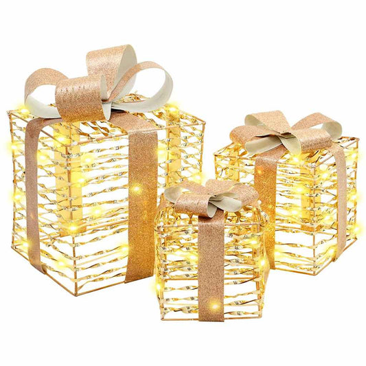 vidaXL Lighted Christmas Gift Box 3 pcs Warm White 2