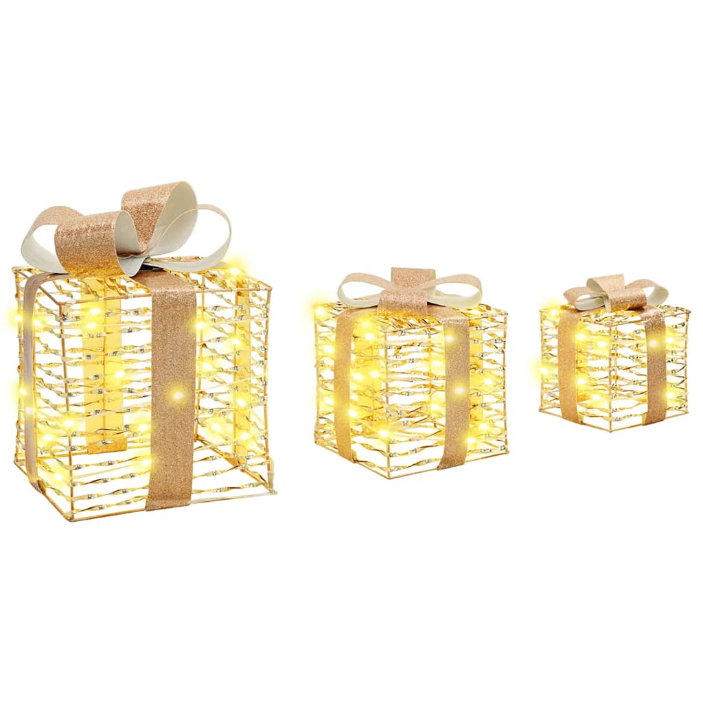 vidaXL Lighted Christmas Gift Box 3 pcs Warm White 4