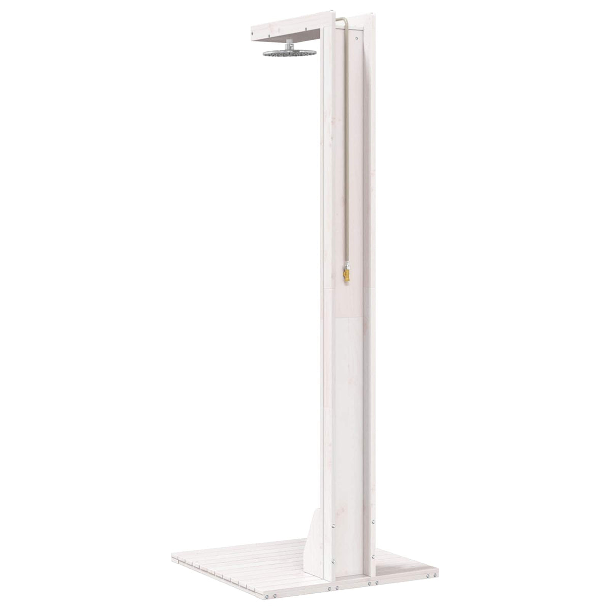 vidaXL Outdoor Shower 210 cm Solid Pine Wood and Stainless Steel White 6