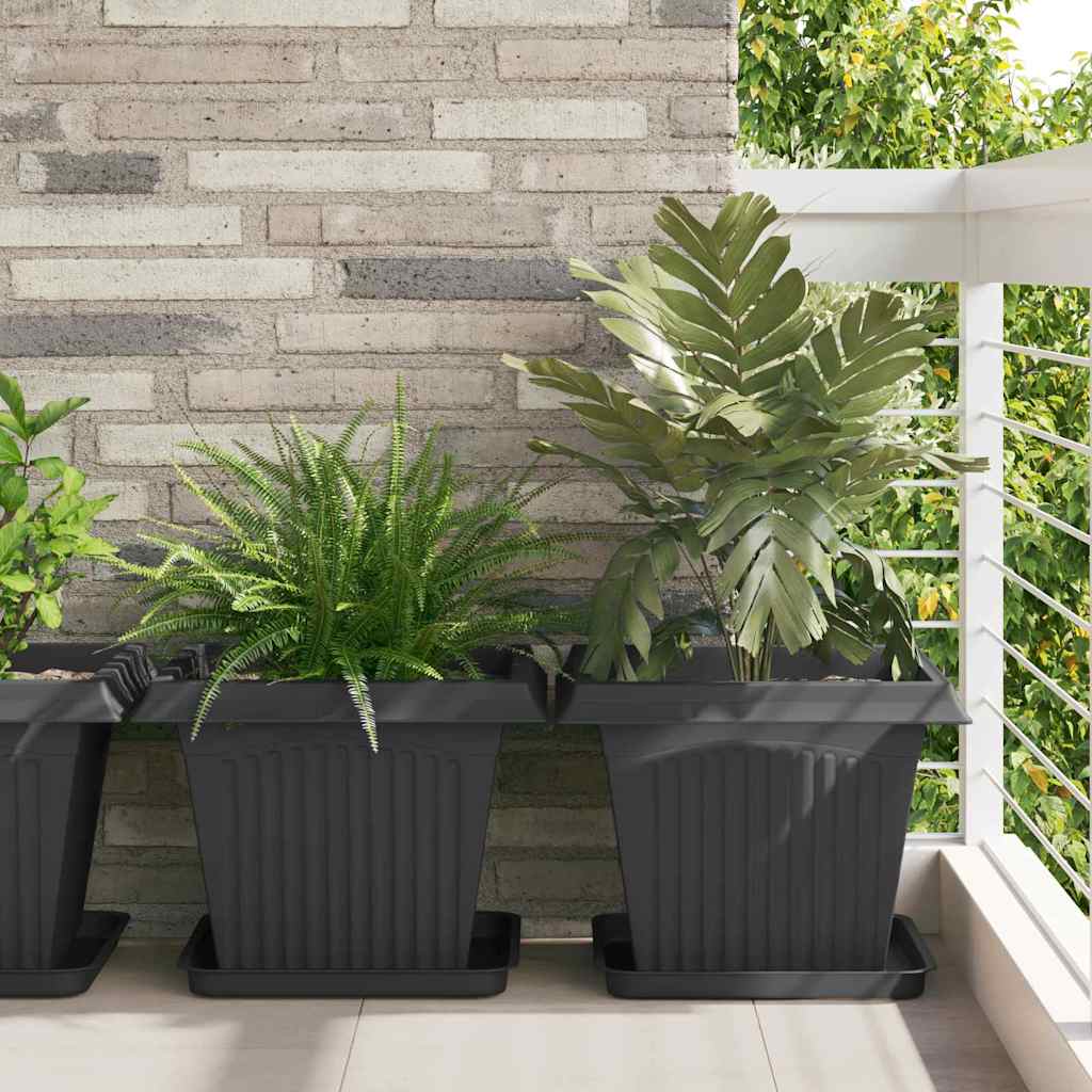 Plant Pots Plastic Black 24 pcs 43 cm 33.5 cm 43 cm