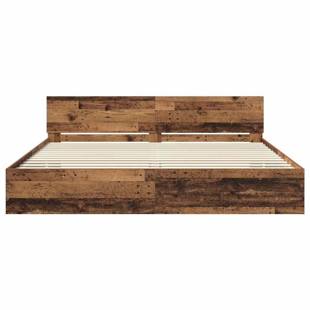 vidaXL Bed Frame with Headboard Old Wood 180 x 200 cm Engineered Wood 6