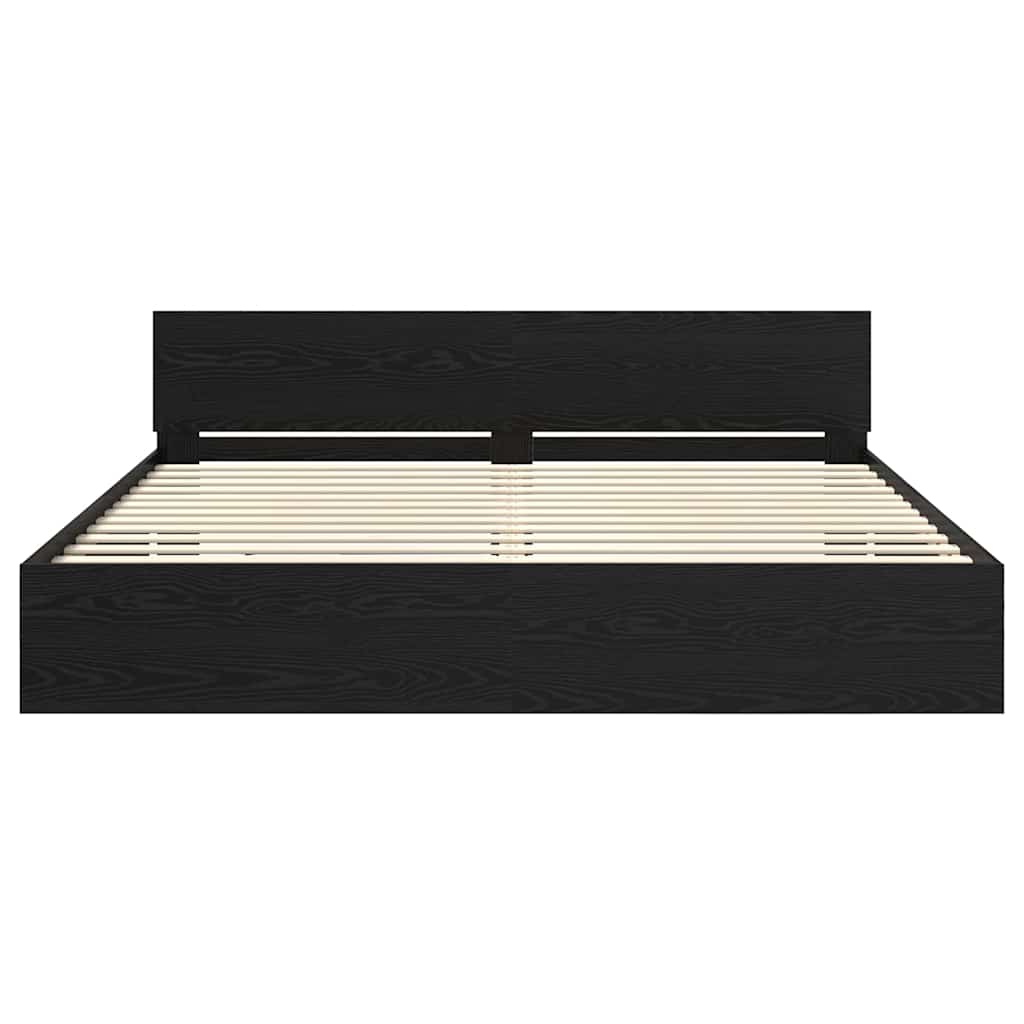vidaXL Bed Frame with Headboard Black Oak 200 x 200 cm Engineered Wood 6