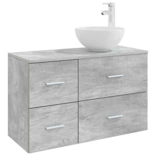 vidaXL Bathroom Furniture Set 2 pcs Concrete Grey Engineered Wood 2