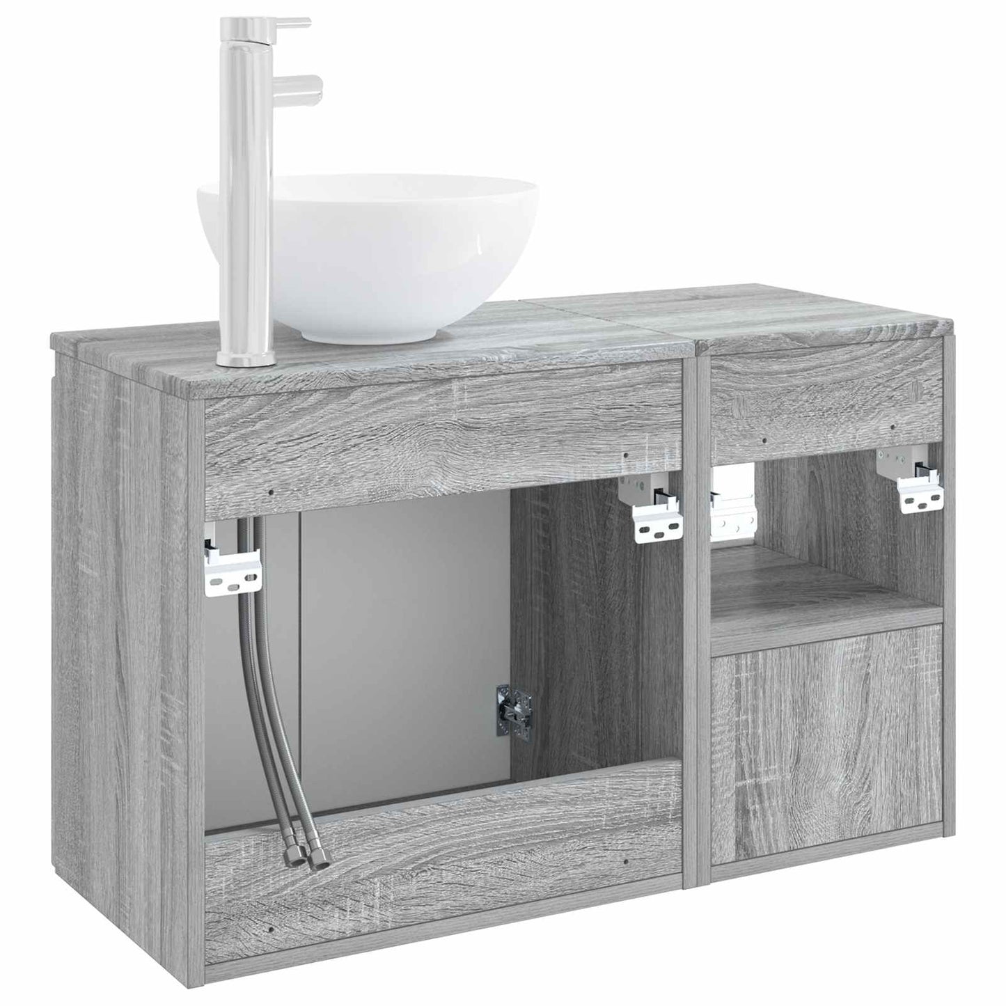 vidaXL Bathroom Furniture Set 2 pcs Grey Sonoma Engineered Wood 6