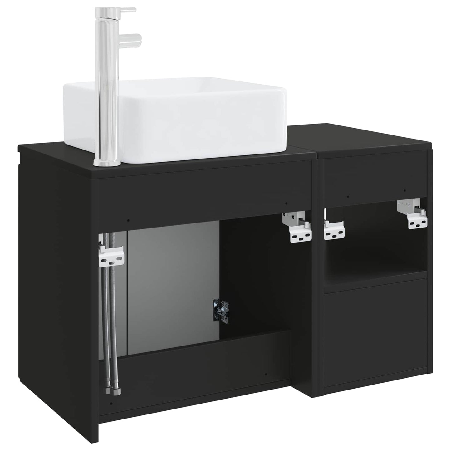 vidaXL Bathroom Furniture Set 2 pcs Black Engineered Wood 6