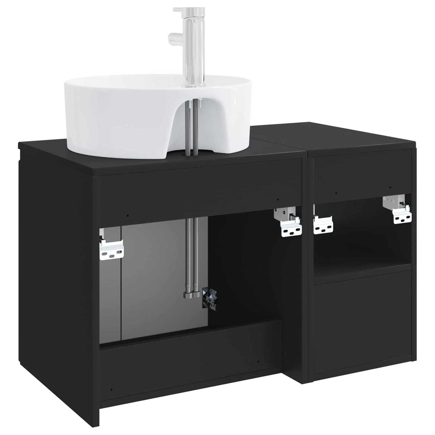 vidaXL Bathroom Furniture Set 2 pcs Black Engineered Wood 6